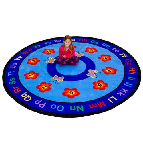 Learning Classroom Carpets - Alphabet Butterflies - Round - 257 cm