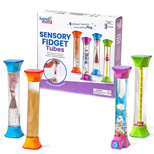 Hand2Mind - Sensory Fidget Tubes - Calming Tools for Focus, Set of 4